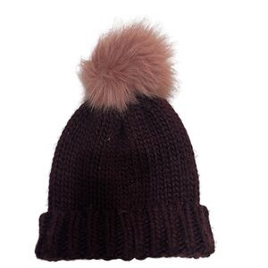 Beanie with PomPom. Maroon / Burgandy. 0ne Size. Worn once i great condition!